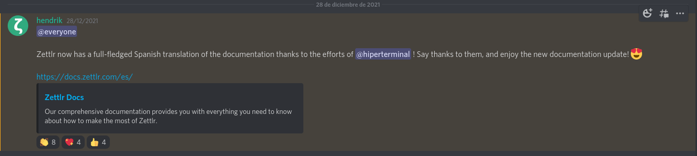 A message on Discord 